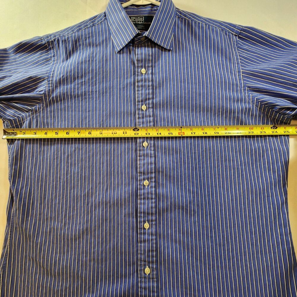 Polo Ralph Lauren Mens Button Shirt Size Large Blue Black White Stripes - Picture 10 of 14